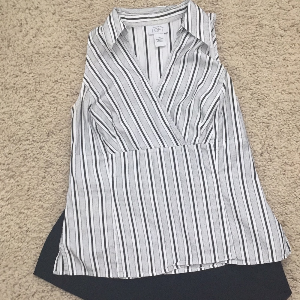 Loft black and white striped tank